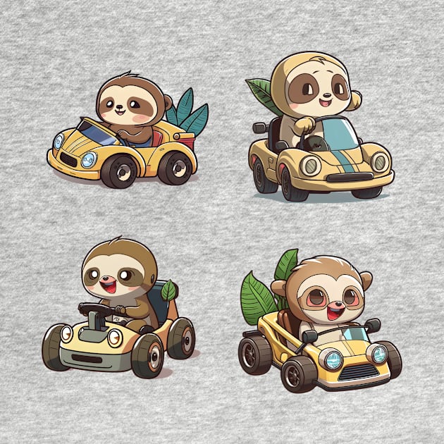 Cute Sloths driving cars - Stickers Pack by SergioCoelho_Arts